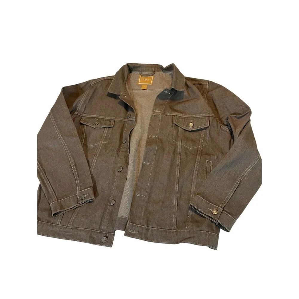 Trust Mens 3XL Denim Jacket Brown - Picture 2 of 9